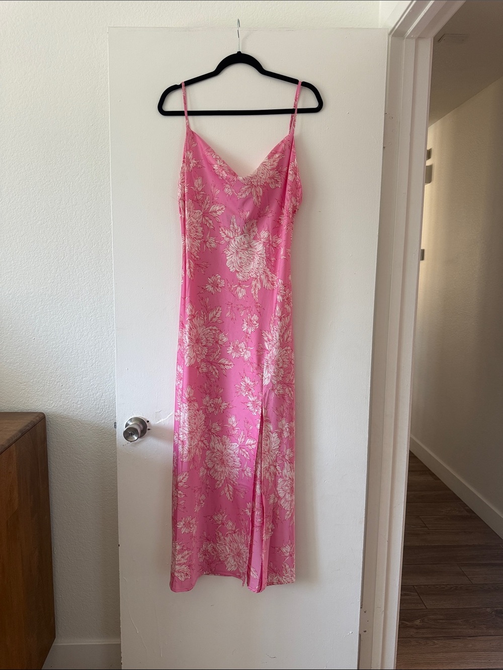 Slip dress with slit in front